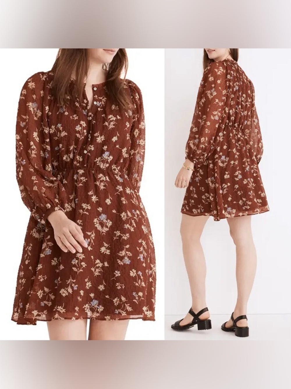 Madewell Norma Rae Floral Mini Dress Dark Merlot Beatrice Floral 2X Plus Size